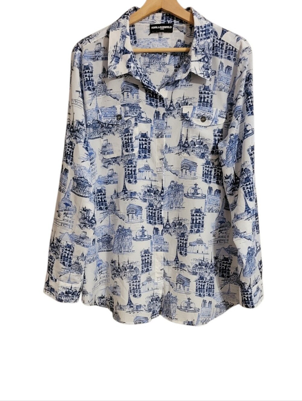 Karl Lagerfield French Landscape Button Up Top